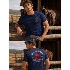Yellowstone Dutton Ranch T-Shirt Mens 3XL‎ Blue Graphic Tee Western TV Show NWT